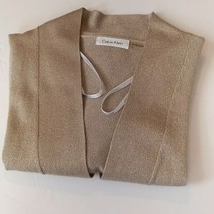 Calvin Klein women's sweater metallic shrug L gold
